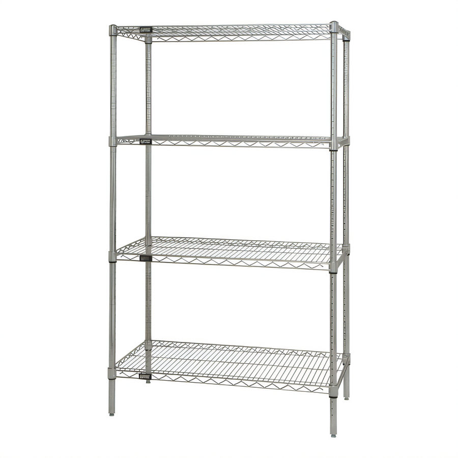 Product image #1 for Quantum 30 x 21 x 74 Inch Stationary Wire Shelving Starter Kit, 4-Shelf, 304 Stainless Steel
