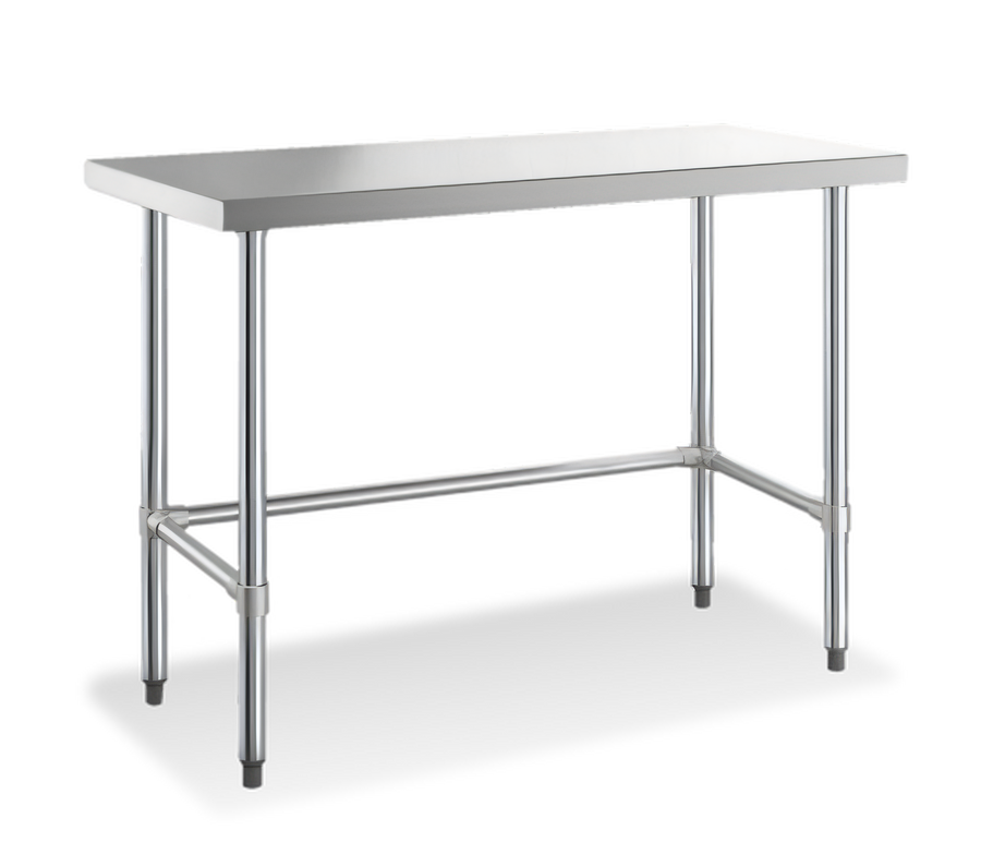 Product image #1 for Steel Works Stainless 24" x 30" Open Base Stainless Steel Worktable with Flat Top, 34" High