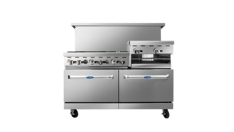 Product image #1 for CookRite 60-Inch Commercial Gas Range with 6 Burners, 24-Inch Griddle/Broiler and 2 Standard Ovens, LP Gas