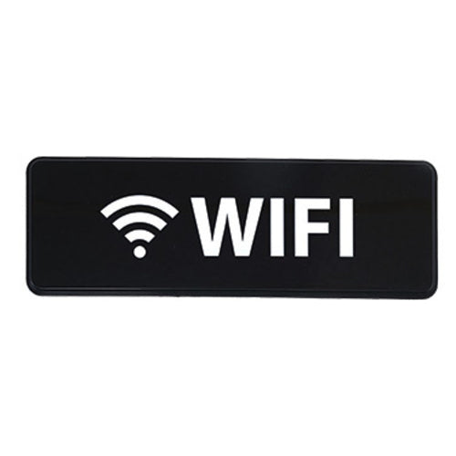 Product image #1 for WiFi Information Sign with Symbol, 9 x 3 Inches, Black Background with White Imprint