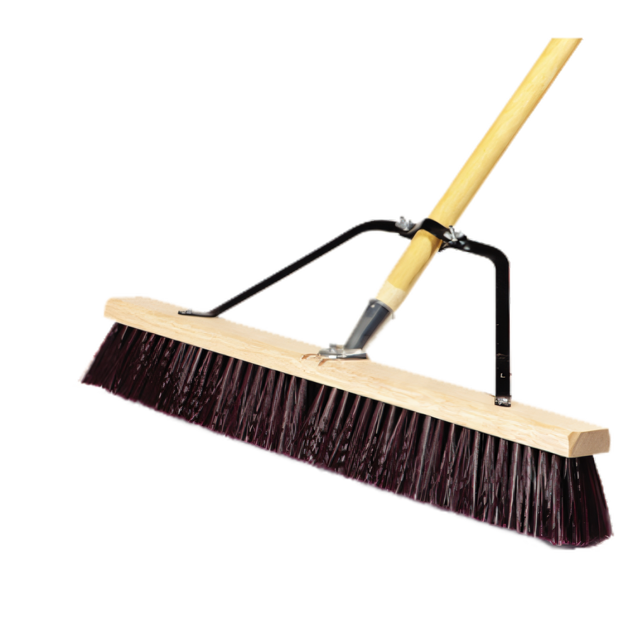 Product image #1 for Carlisle 24-Inch Hardwood Block Floor Sweep Push Broom with Handle, Stiff Plastic Bristles, Maroon