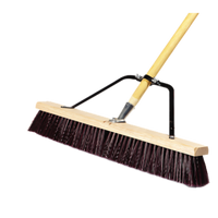 Carlisle 24-Inch Hardwood Block Floor Sweep Push Broom with Handle, Stiff Plastic Bristles, Maroon