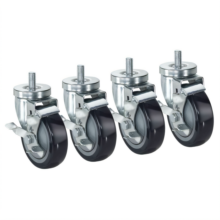 Product image #1 for Low Profile 5-Inch Grease-Resistant Threaded Stem Caster Set, 1/2"-13 Thread, 200 lb. Capacity