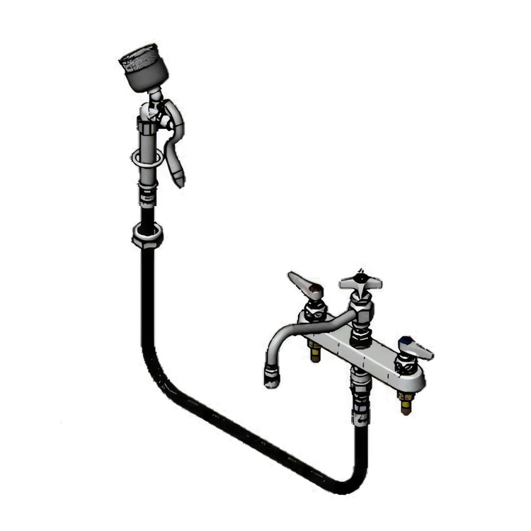 Product image #1 for T&S Brass B-1152-092A-VB Deck-Mount Workboard Faucet with 8-Inch Swing Nozzle and Diverter