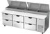 Thumbnail image #1 for Beverage-Air DPD93HC-6 Three-Section Pizza Prep Table with 6 Drawers, 93 Inch Wide, Self-Contained Side-Mounted Refrigeration
