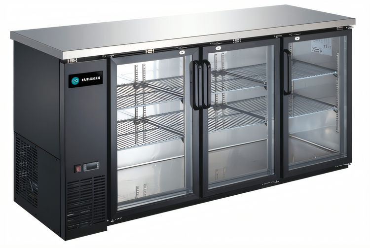 Product image #1 for Hurakan by Equip.me 72-Inch Narrow Counter-Height 3-Glass-Door Back Bar Refrigerator