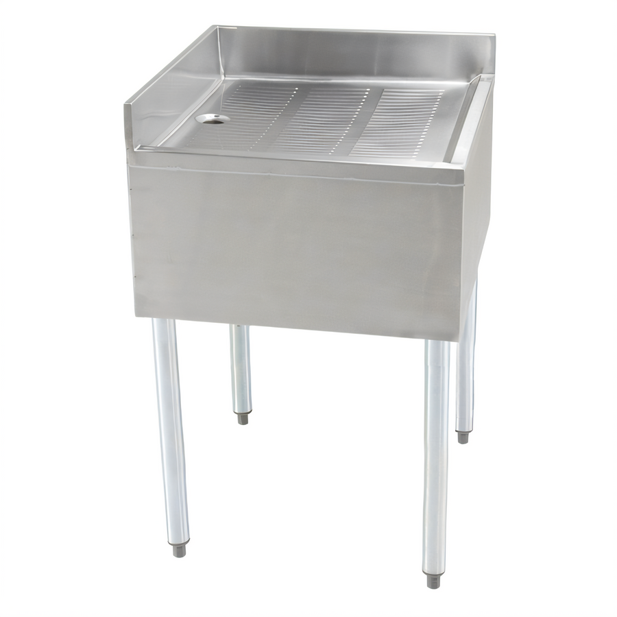 Product image #1 for BK Resources 21 x 21 Inch Freestanding Corner Drainboard with Drain and Stainless Steel Legs