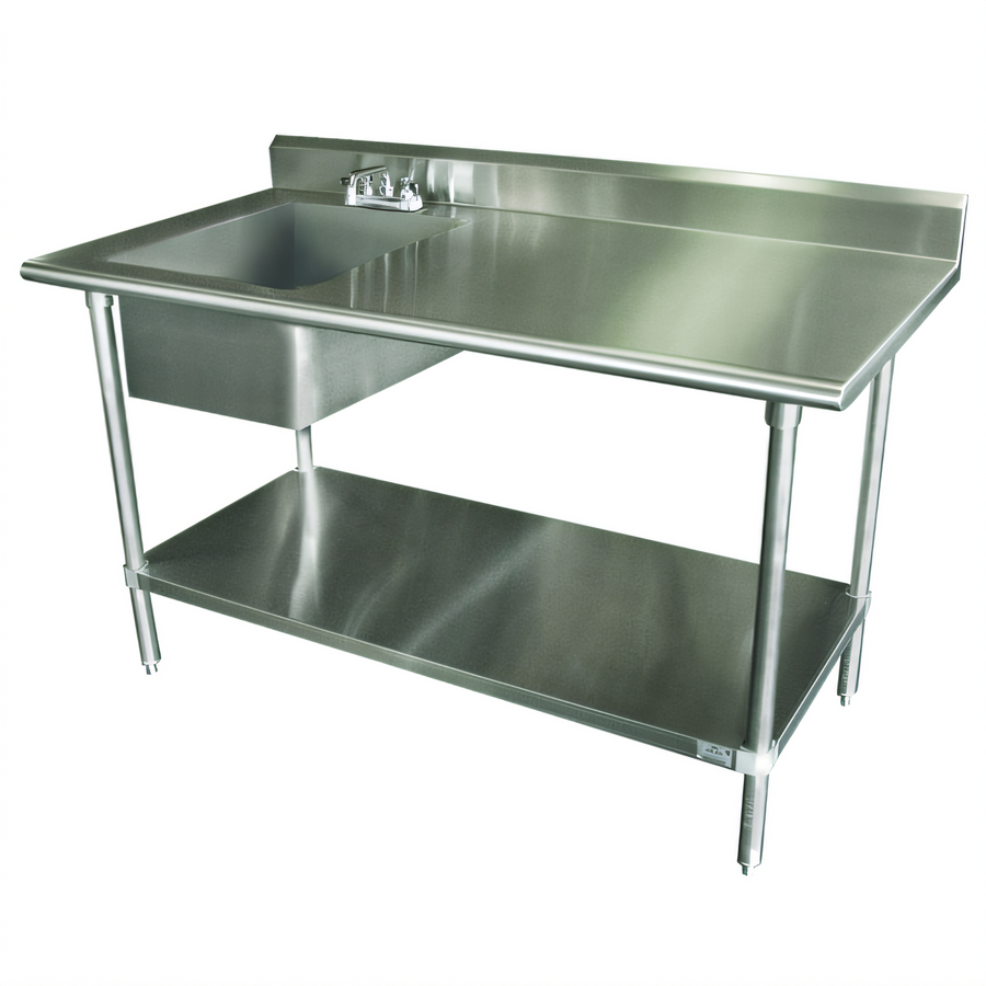 Product image #1 for Advance Tabco Special Value Series 60-Inch x 30-Inch Work Table with Left Prep Sink and 5-Inch Backsplash
