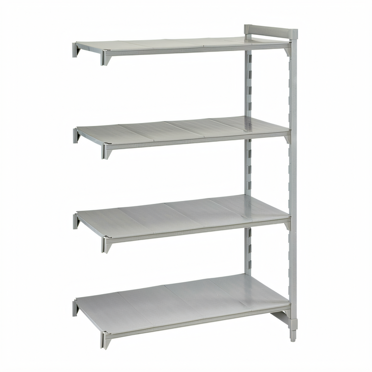 Product image #2 for Cambro Camshelving Premium 4-Shelf Solid Add-On Shelving Unit, 24" Deep x 30" Wide x 72" High, Speckled Gray