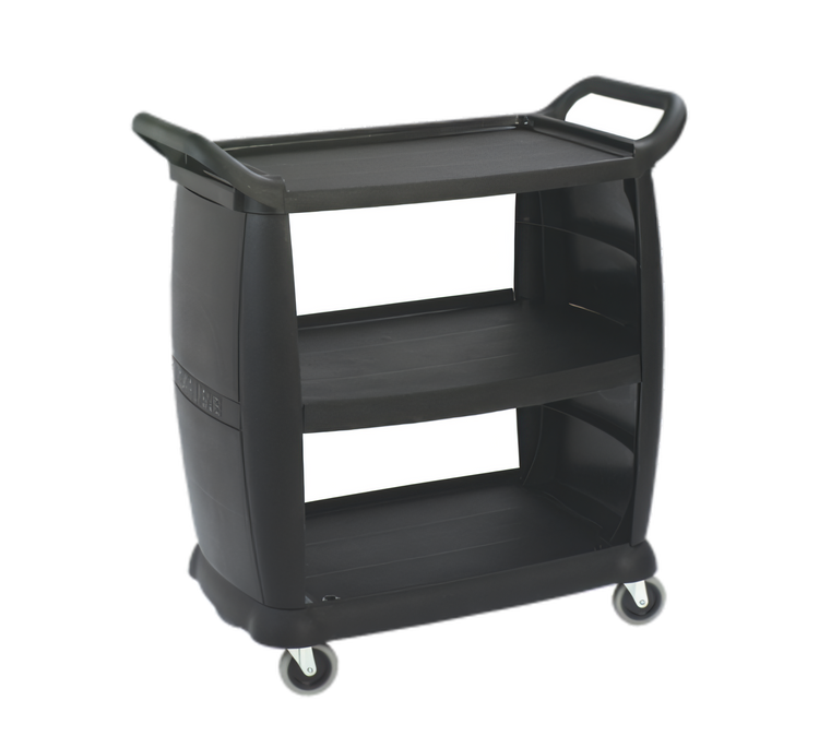 Product image #1 for Carlisle 36 x 18 Inch 3-Shelf Black Polypropylene Bussing Cart