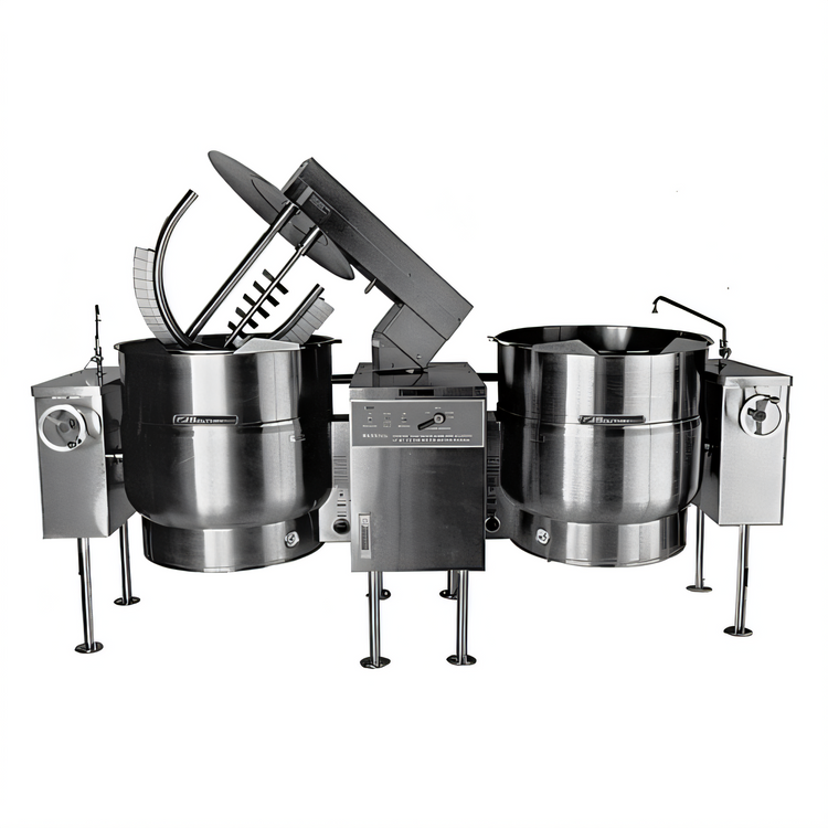 Product image #1 for Southbend Steam Electric Twin Tilting Kettle/Mixer, 2 x 60 Gallon, 316 Stainless Steel Liner