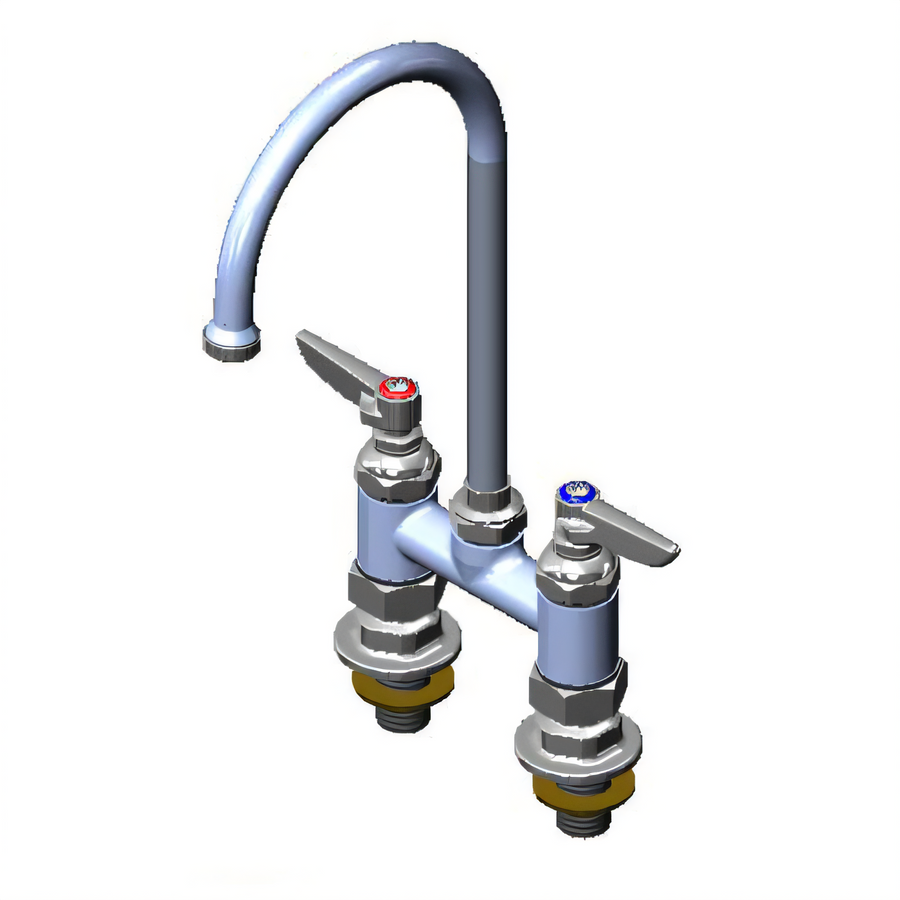 Product image #1 for T&S Brass Deck-Mount Mixing Faucet with 5-3/4 Inch Swivel Gooseneck and 4-Inch Adjustable Centers
