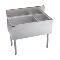 Krowne Royal Series 36-Inch Underbar Combination Ice Bin with Left 24-Inch Ice Bin and 12-Inch Insulated Bottle Storage, Stainless Steel