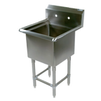 Thumbnail image #1 for John Boos Pro-Bowl 1PB1824 1-Compartment Stainless Steel Floor Sink, 18 x 24 x 12 in Bowl, 16-Gauge, 10 in Backsplash