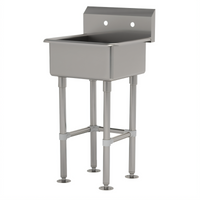 Advance Tabco One-Station Floor-Mounted Service Sink with Splash-Mount Faucet Provision, 20 x 19-1/2 Inch Bowl, 10 Inch Deep, 304 Stainless Steel