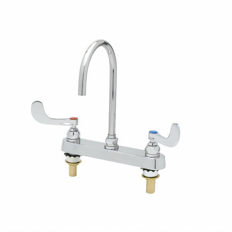 Product image #1 for T&S Brass 8-Inch Center Deck Mount Workboard Mixing Faucet with 5-11/16-Inch Swivel Gooseneck