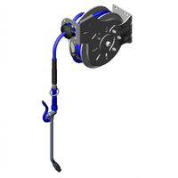 Open Stainless Steel Retractable Hose Reel System with 3/8-Inch x 15-Foot Hose and Extended Spray Wand with Swivel
