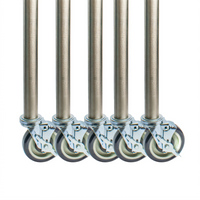 BK Resources Braising Pan & Tilt Skillet Legs with Casters, 33-1/4-Inch High, 16-Gauge T-304 Stainless Steel, Kit of 6