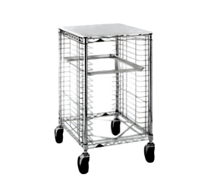 Product image #1 for Metro Super Erecta Half-Height Mobile Wire Prep Rack with Poly Cutting Board Work Surface, End-Load, 16-Pan Capacity