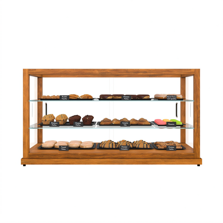 Product image #1 for Koolmore 44-Inch Countertop Straight-Glass Bakery Display Case with 3 Shelves and Rear Sliding Doors