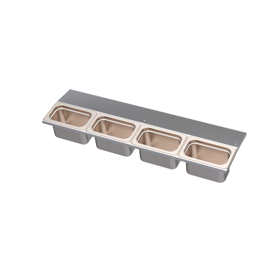 Product image #1 for Krowne Royal Series 28-Inch Stainless Steel Garnish Tray with 4 Condiment Cups