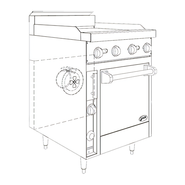 Product image #1 for Bistro JBR-24G-24C 24" Gas Restaurant Range with Griddle and Convection Oven