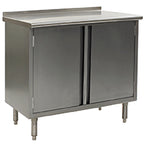Thumbnail image #1 for Eagle Group Spec-Master UCBH24120SE 120 x 24-Inch Stainless Steel Enclosed Work Table, 14-Gauge 304 Top, 4 Hinged Doors, 1-1/2-Inch Rear Up-Turn
