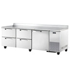 Thumbnail image #1 for True Mfg. - General Foodservice SPEC SERIES TWT-93D-4-HC~SPEC3 Three-Section Stainless Steel Deep Worktop Refrigerator, 1 Door, 4 Drawers