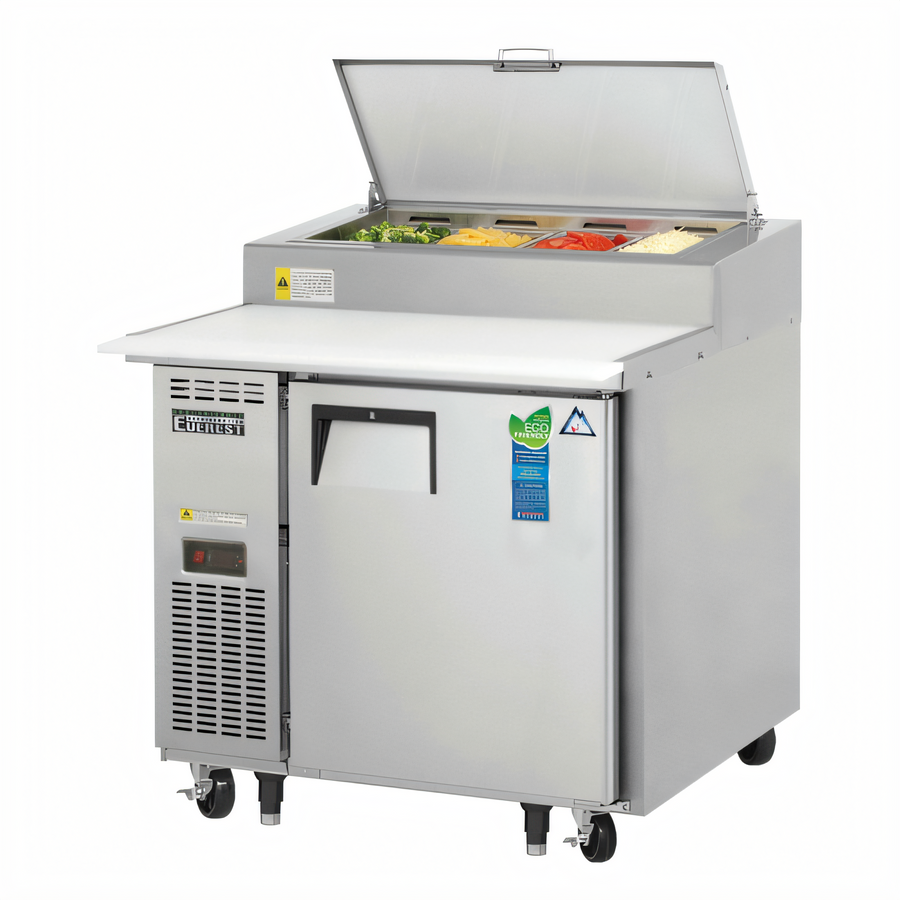 Product image #1 for Everest Refrigeration EPPR1 One-Section Pizza Prep Table, 35-5/8 Inch Wide, 9.0 Cu. Ft., Side-Mounted Self-Contained Refrigeration