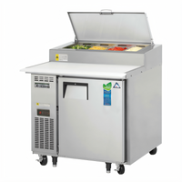 Everest Refrigeration EPPR1 One-Section Pizza Prep Table, 35-5/8 Inch Wide, 9.0 Cu. Ft., Side-Mounted Self-Contained Refrigeration