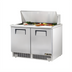 Thumbnail image #1 for True 48-Inch Two-Section Stainless Steel Sandwich/Salad Prep Table with Rear-Mounted Self-Contained Refrigeration and 18 Pans