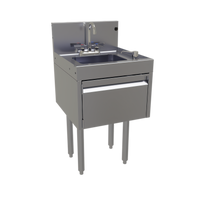 Glastender Deluxe Free-Standing Door-Style Underbar Hand Sink Unit, 18-Inch W x 19-Inch D, Stainless Steel