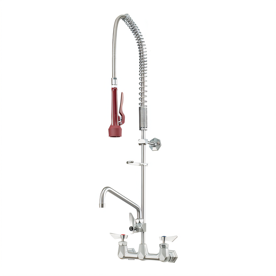 Product image #1 for Krowne Diamond Series 8-Inch Center Wall-Mount Pre-Rinse Faucet Assembly with 12-Inch Add-On Swing Spout