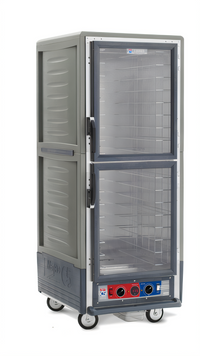 Metro C5 3 Series Full Height Mobile Heated Holding & Proofing Cabinet with Gray Insulation Armour, Dutch Clear Doors, and Fixed Wire Slides
