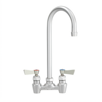 Fisher Stainless Steel 4-Inch Center Backsplash Mount Faucet with 12-Inch Swivel/Rigid Gooseneck Spout and Lever Handles