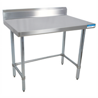 BK Resources 84-Inch x 24-Inch Stainless Steel Work Table with 5-Inch Riser and Open Base