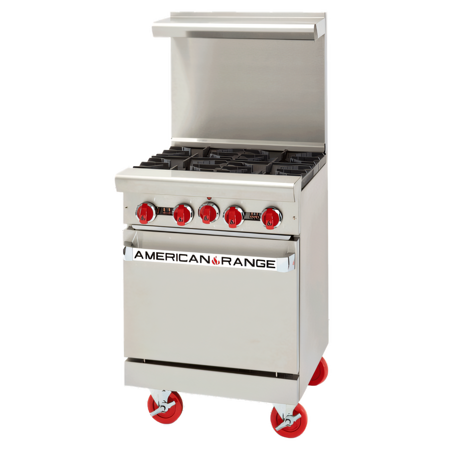Product image #1 for American Range AR-4 24-Inch Gas Restaurant Range with 4 Open Burners and 20-Inch Space Saver Oven