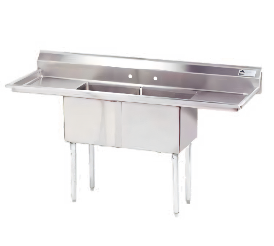 Product image #1 for Advance Tabco Special Value Series 2-Compartment Fabricated Sink with Left and Right Drainboards, 72-Inch