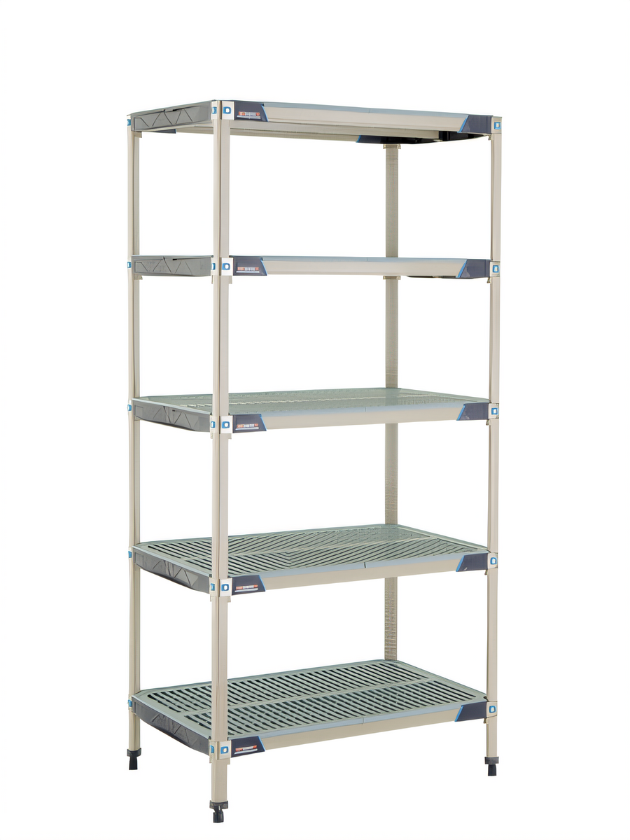 Product image #1 for MetroMax i 5-Shelf Stationary Open Grid Polymer Starter Shelving Unit, 36 x 24 x 74 Inches, Blue
