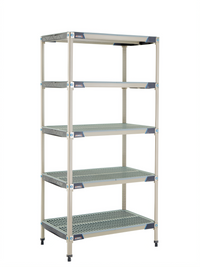 MetroMax i 5-Shelf Stationary Open Grid Polymer Starter Shelving Unit, 36 x 24 x 74 Inches, Blue