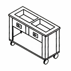 Thumbnail image #1 for Dinex DineXpress DXP3HFSL 3-Well Slimline Electric Mobile Hot Food Counter, 72-Inch, Full-Size Pans, Stainless Steel Open Base