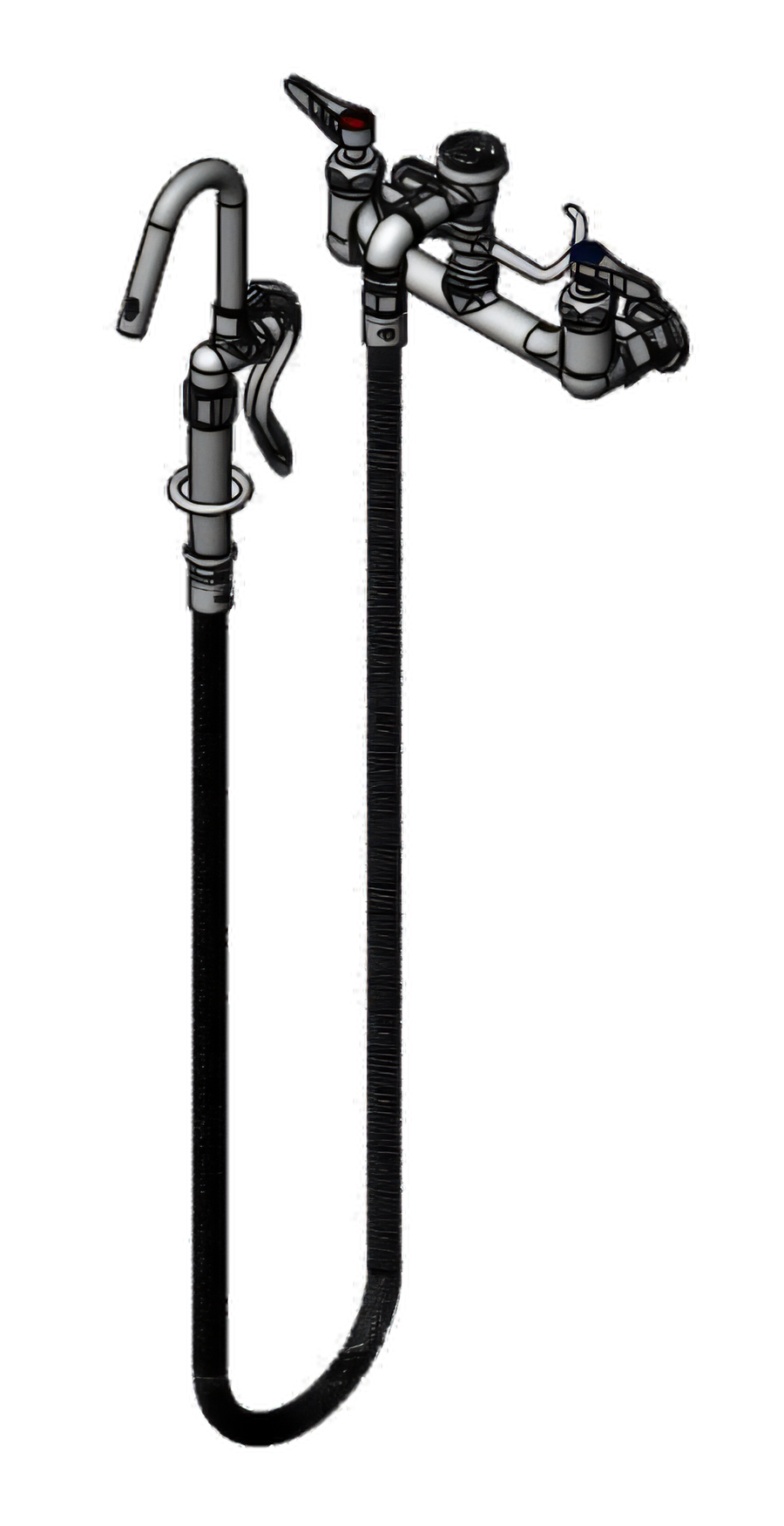 Product image #1 for T&S Brass Wall-Mount Pot Filler Faucet with 68-Inch Flexible Stainless Steel Hose and Hook Nozzle, 8-Inch Centers