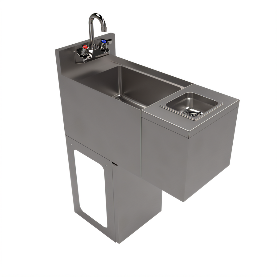 Product image #1 for BK Resources 12-Inch Underbar Stainless Steel Glass Rinser Hand Sink with Push Down Rinser and Lead-Free Faucet