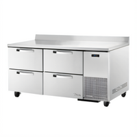 True Spec Series Two-Section Deep Worktop Refrigerator with 4 Drawers, 67-1/4-Inch Wide