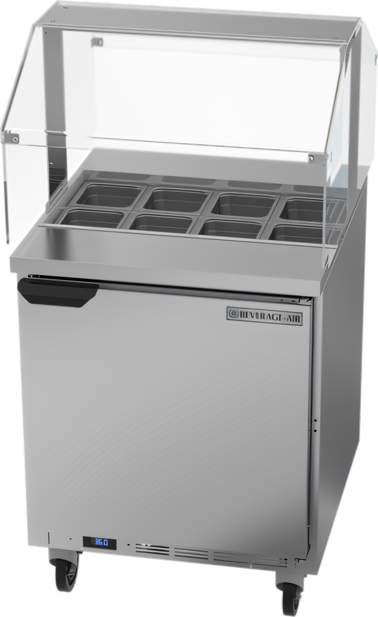 Product image #1 for 27-Inch Single-Section Sandwich Top Refrigerated Prep Table with Sneeze Guard