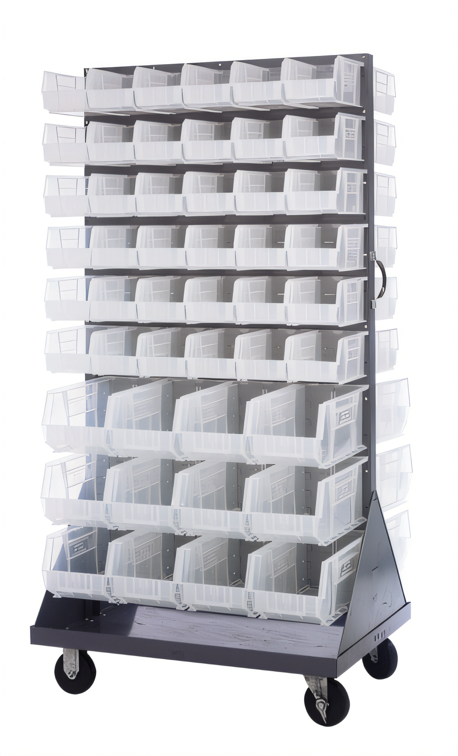 Product image #1 for Quantum Double-Sided Louvered Rack with Casters and Bins, 36 x 30 x 72 Inches, 1200 lb Capacity