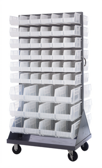 Quantum Double-Sided Louvered Rack with Casters and Bins, 36 x 30 x 72 Inches, 1200 lb Capacity