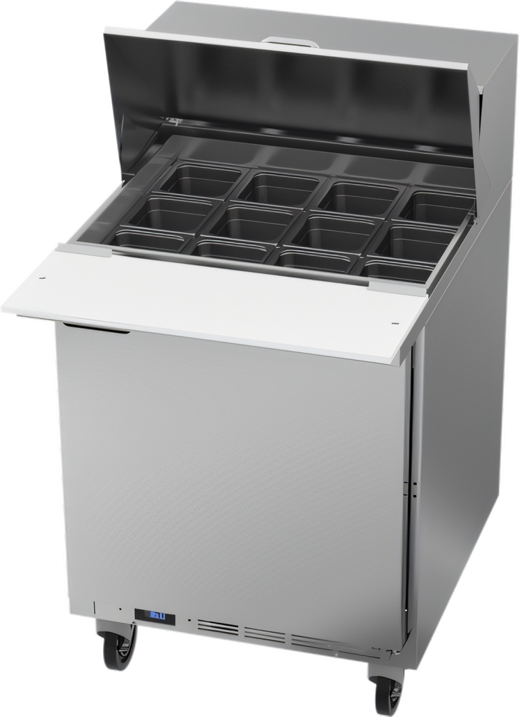 Product image #1 for Beverage-Air 27-Inch One-Section Mega Top Refrigerated Prep Table, 1-Door, 12 1/6-Pan Opening