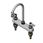 Thumbnail image #1 for T&S Brass B-1142-XS Workboard Mixing Faucet, Deck Mount, 8-Inch Centers, 6-Inch Swivel Gooseneck Spout, Polished Chrome