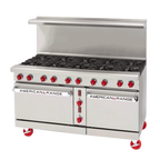 Thumbnail image #1 for American Range ARGF-12G-8B-CL 60-Inch Commercial Gas Range with 12-Inch Griddle, 8 Open Burners, Convection and Space Saver Ovens